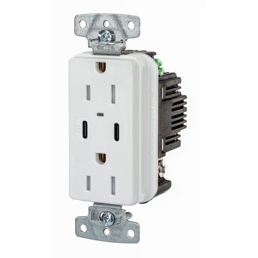 Hubbell Wiring Device - HWDK USB15CPDW RCPT DUP 15A 125V US