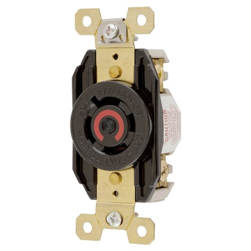 Hubbell Wiring Device - Hubbell HBL2450 20 Amp 277/480 Volt 4-Pole 4-Wire NEMA L19-20R Black Locking Receptacle
