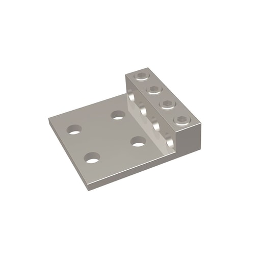 Burndy - Burndy K4A31U4N Aluminum Universal Terminal, 4 Conductor, 4 Hole, 6 AWG (Str)-350 kcmil, 1/2" Stud, 175" Stud Hole Spacing, 4 Screws, Al/Cu Rated, Tin Plated