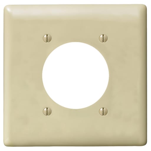 Hubbell Wiring Device - Hubbell NP703I 2-Gang Ivory Nylon Standard 1-Single Receptacle Wallplate