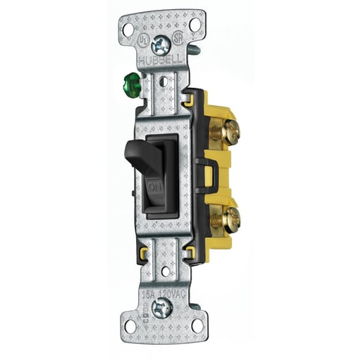 Hubbell Wiring Device - Hubbell Wiring Devices RS115BK 15 Amp 120 VAC 1-Pole Black Toggle Switch