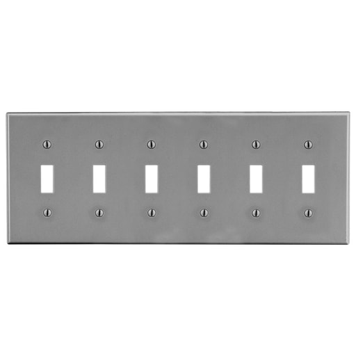 Hubbell Wiring Device - HWDK P6GY WALLPLATE, 6-G, 6) TOG, G