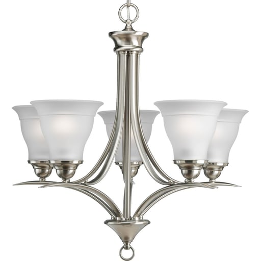 Progress Lighting - Progress P4328-09 Trinity Collection Five-Light Brushed Nickel Etched Glass Traditional Chandelier Light