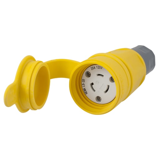 Hubbell Wiring Device - Hubbell HBL27W47 20 Amp 125 Volt 2-Pole 3-Wire NEMA L5-20R Yellow Locking Connector