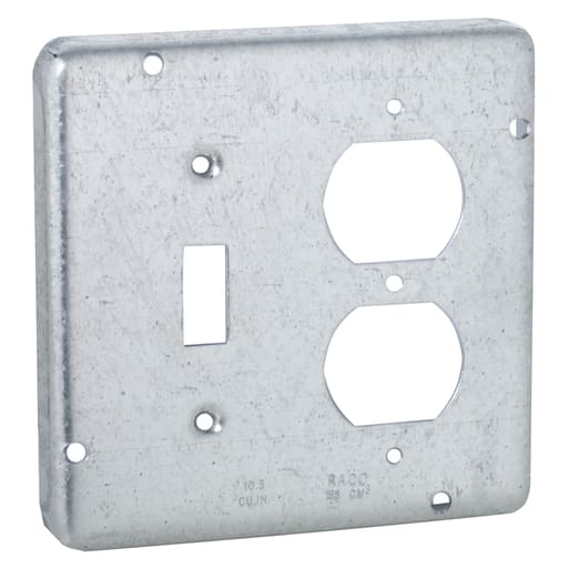 Raco Manufacturing - Raco 876 4-11/16" Square Cover, Exposed Work, Toggle Switch/Duplex