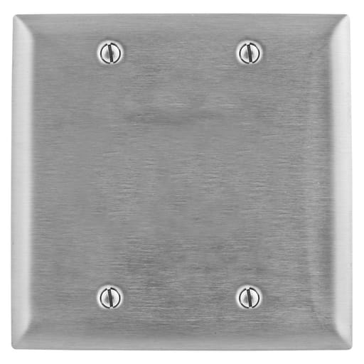 Hubbell Wiring Device - Hubbell SS23L 2-Gang Stainless Steel 2-Blank Box Mount Wallplate