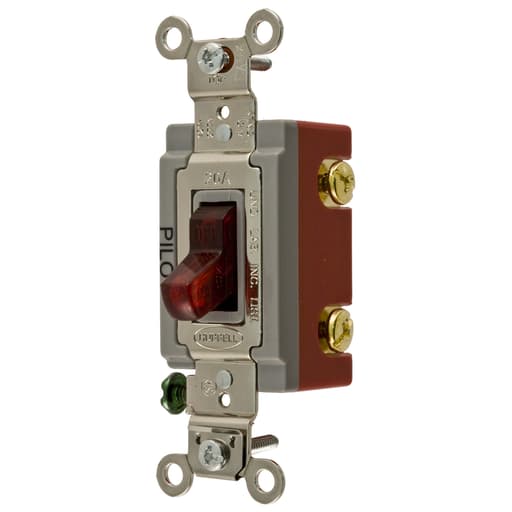 Hubbell Wiring Device - Hubbell HBL1221PL 20 Amp 120/277 VAC 1-Pole Red Toggle Switch