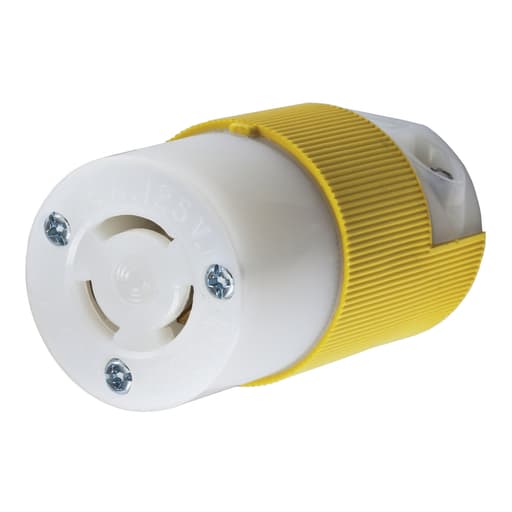 Hubbell Wiring Device - Hubbell HBL7565CY 10 Amp 250 VAC 15 Amp 125 Volt 3-Pole 3-Wire Locking Connector