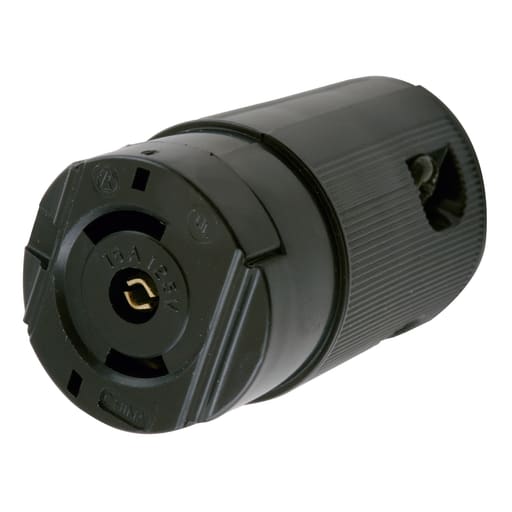 Hubbell Wiring Device - Hubbell HBL7593-V 15A 125V Midget Twist-Lock VALISE Black Nylon Connector Body