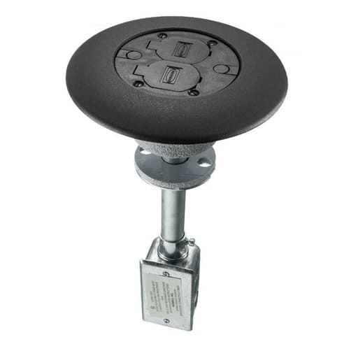 Hubbell Wiring Device - Hubbell PT7FSDBLA 20 Amp Duplex Receptacle Black Flush Fire Rated Poke-Through Device