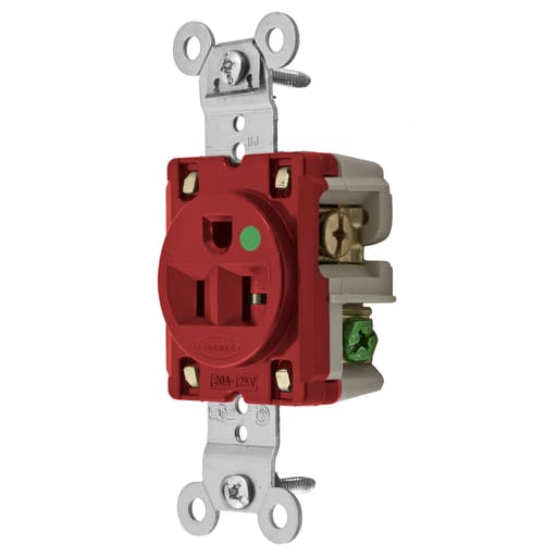 Hubbell Wiring Device - Hubbell HBL8310R 20 Amp 125 Volt 2-Pole 3-Wire NEMA 5-20R Red Single Straight Blade Receptacle
