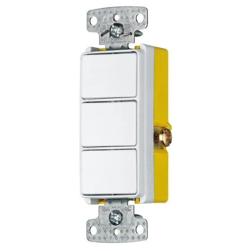Hubbell Wiring Device - Hubbell RCD111W 15 Amp 120 to 277 VAC 1-Pole White Quiet Rocker Switch
