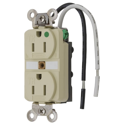 Hubbell Wiring Device - Hubbell HBL8200SGIA 15 Amp 125 Volt 2-Pole 3-Wire NEMA 5-15R Ivory Straight Blade Duplex Receptacle