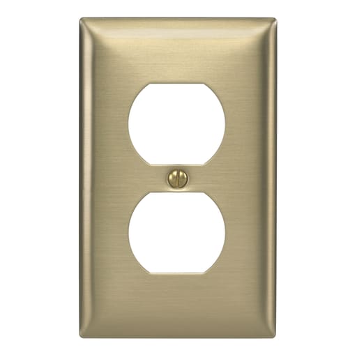 Hubbell Wiring Device - Hubbell SB8 1-Gang Brass 1-Duplex Receptacle Strap Mount Wallplate