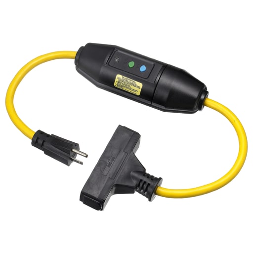 Hubbell Wiring Device - Hubbell GFPIL15125TRIM 15 Amp 120 VAC NEMA 5-15R 2 Foot Manual Set Single Tap Inline Straight Blade GFCI