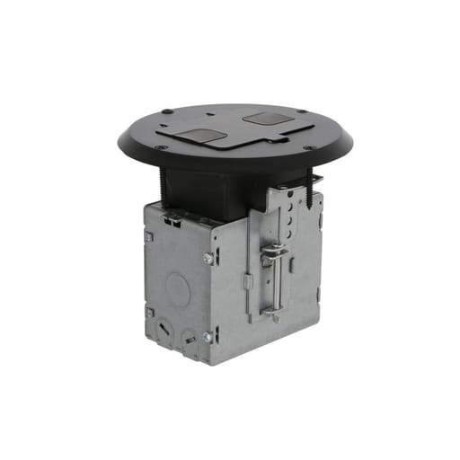 Raco Manufacturing - Raco 6239BK Single Gang Floor Box Kit with Recessed Duplex 15A TR Device and Adjustable Steel Box, Black Finish