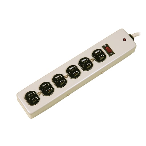 Hubbell Wiring Device - Hubbell HBL6MPS1050 SPD STRP, 6 Receptacle, 1050 J, METAL, 6'