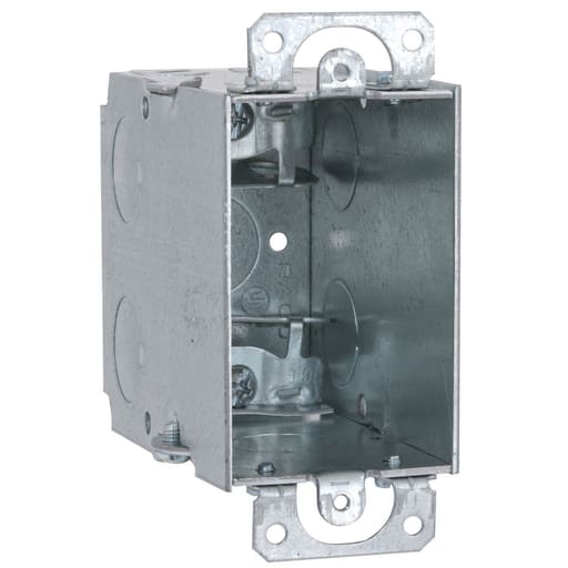 Raco Manufacturing - Raco 600 3 in x 2" Switch Box, Gangable, 3-1/2" Deep, Three 1/2" KO's & AC/MC/Flex Clamps, Plaster Ears