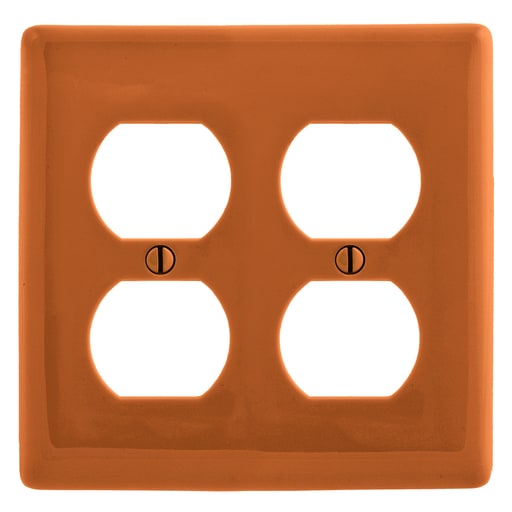 Hubbell Wiring Device - Hubbell NP82OR 2-Gang Orange Nylon Standard 2-Duplex Receptacle Wallplate