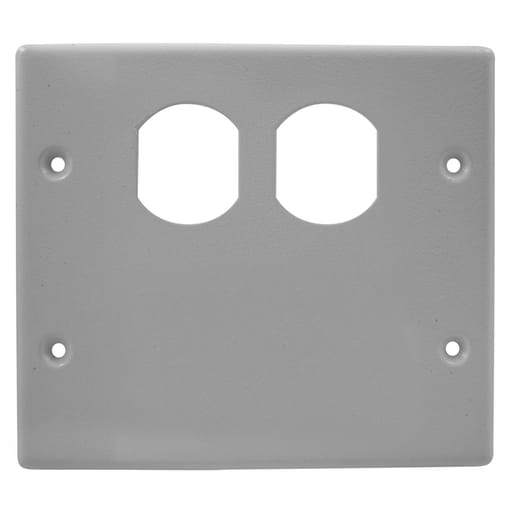 Hubbell Wiring Device - Hubbell HBL4747BXGY HBL4750 Gray 2-Gang 1 Duplex Receptacle Opening Blank Raceway Cover Plate