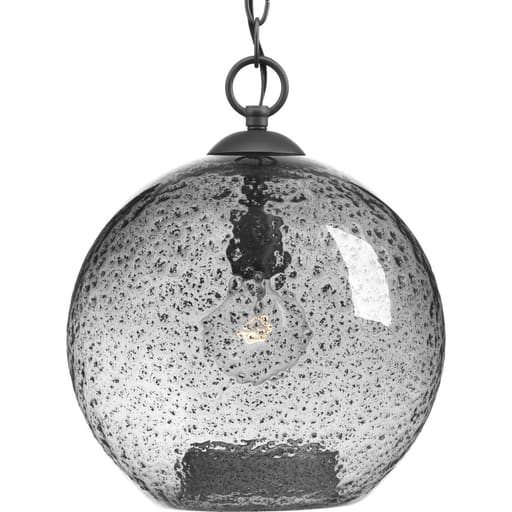 Progress Lighting - Progress P500063-143 Malbec Collection One-Light Graphite Smoked Textured Glass Global Pendant Light