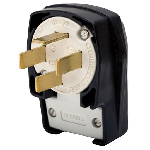 Hubbell Wiring Device - Hubbell HBL7302C 60 Amp 3-Phase 120/208 VAC 4-Pole 4-Wire NEMA 18-60P Black Nylon Straight Blade Plug
