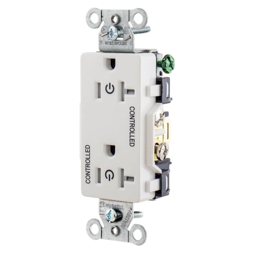 Hubbell Wiring Device - Hubbell DR20C2WHI2/2 CONTROLLED 20A 125V, B/S, DECO, WH