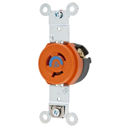 Hubbell Wiring Device - Hubbell IG4560 Locking SGL Receptacle, IG, 15A 250V, L6-15R, OR