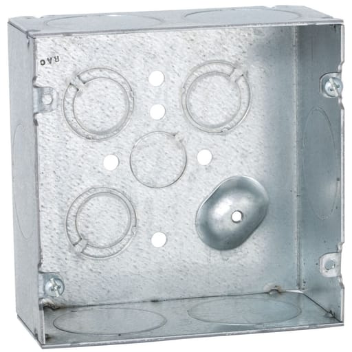 Raco Manufacturing - Raco 259 4-11/16" Square Box, 2-1/8" Deep, 1-1/4" Side Knockouts, Welded