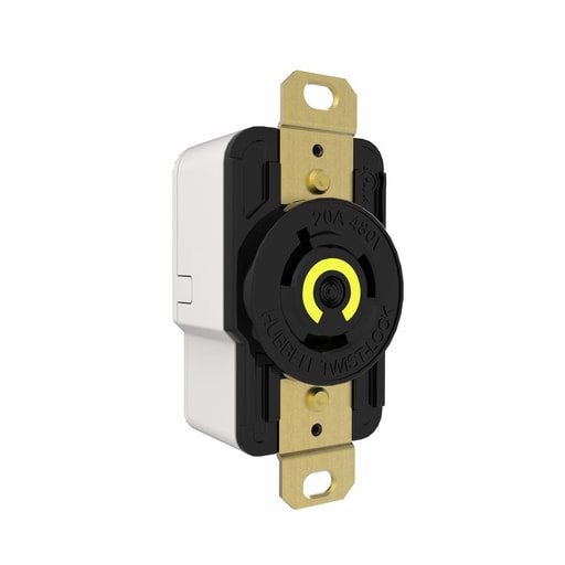 Hubbell Wiring Device - Hubbell HBL2310ST 20A, 125V 2-Pole 3-Wire Twist-Lock Single Flush Receptacle w/ Spring Termination, Black