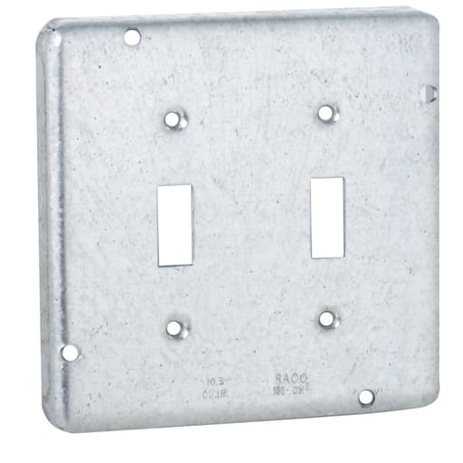Raco Manufacturing - Raco 881RAC 4-11/16" Square Cover, Exposed Work, 2-Toggle Switches