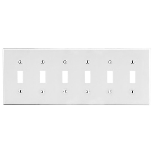 Hubbell Wiring Device - HWDK P6W WALLPLATE, 6-G, 6) TOG, WH