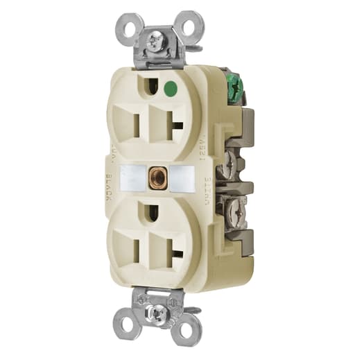Hubbell Wiring Device - Hubbell HBL8300-I 20A 125V Hospital Grade Duplex Receptacle, Ivory