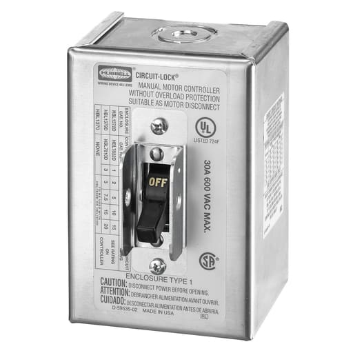 Hubbell Wiring Device - Hubbell HBL1379D 30 Amp 600 VAC 3-Pole NEMA 1 Aluminum Disconnect Switch Enclosure