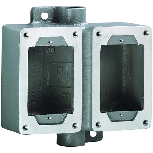 Killark - Killark SWB-10 SWB Series - Aluminum Feed-Thru Double-Gang Device Body For Use With XCS/XS/XT Cover Assemblies - Hub Size 1/2"