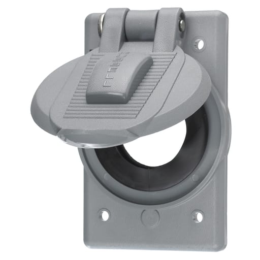Hubbell Wiring Device - Hubbell HBL7423WO 1.40 Inch 1-Gang Gray Weatherproof Receptacle Plate