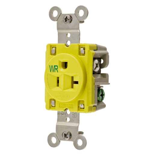 Hubbell Wiring Device - Hubbell HBL53CM61 SGL Marine Receptacle, 20A 125V, 5-20R, YL