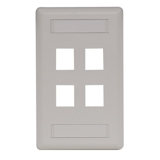 Hubbell Wiring Device - Hubbell IFP14OW 1-Gang Office White 4-Port Data Communication Face Plate
