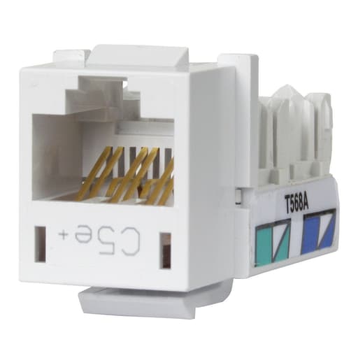 Hubbell Wiring Device - Hubbell Wiring Devices HXJ5EW 8-Position White T568A/T568B Category 5E Modular Keystone Jack