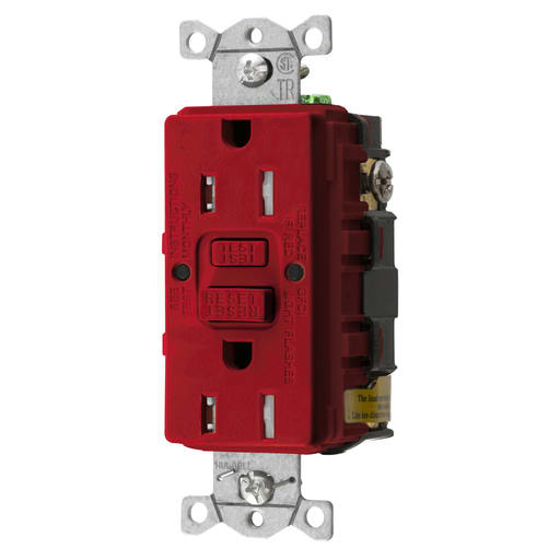 Hubbell Wiring Device - Hubbell GFTRST15R15A COMM SELF TEST TR GFR RED