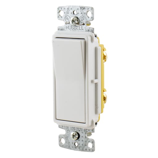 Hubbell Wiring Device - Hubbell RSD115W 15A Single Pole Decorator Rocker Switch, 120-277V - White