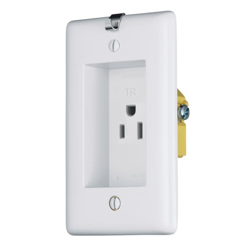 Hubbell Wiring Device - Hubbell RR151CHWTR 15 Amp 125 Volt 2-Pole 3-Wire NEMA 5-15R White Single Receptacle