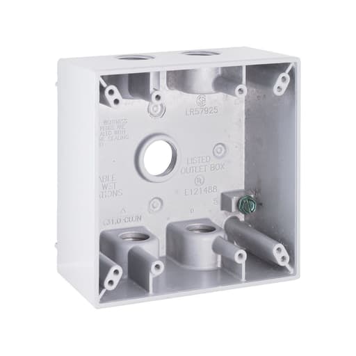 Raco Manufacturing - Bell 5337-1 2-Gang Weatherproof Box, Five 1/2 in. Threaded Outlets, White
