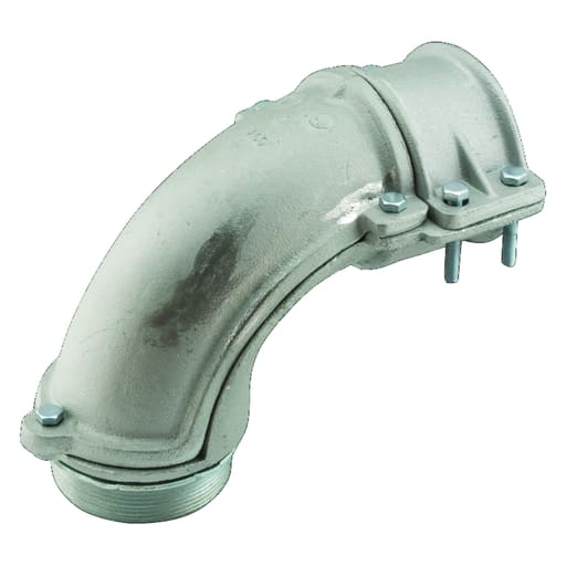 Raco Manufacturing - Raco 2216 4" 90deg Flex Squeeze Connector, Non-Insulated, for FMC/AC/MC Cable