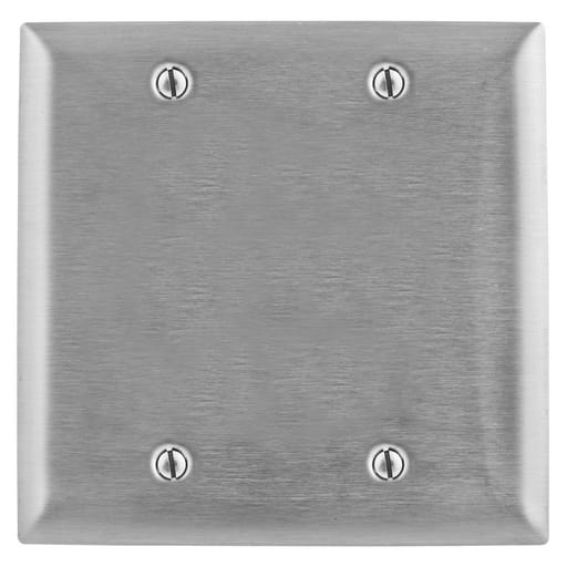 Hubbell Wiring Device - Hubbell SSJ23 2-Gang Stainless Steel Jumbo 2-Toggle Switch Strap Mount Wallplate