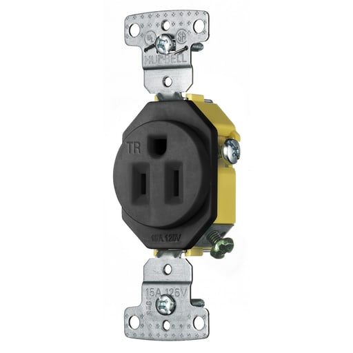 Hubbell Wiring Device - HWDK RR151BKTR RESI SGL RCPT, 15A 1