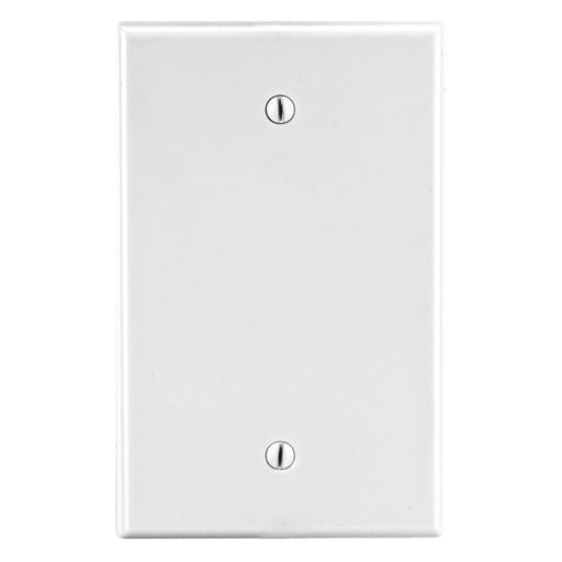 Hubbell Wiring Device - Hubbell PJ13W 1-Gang Blank Wallplate, Mid-Size, Nylon, White