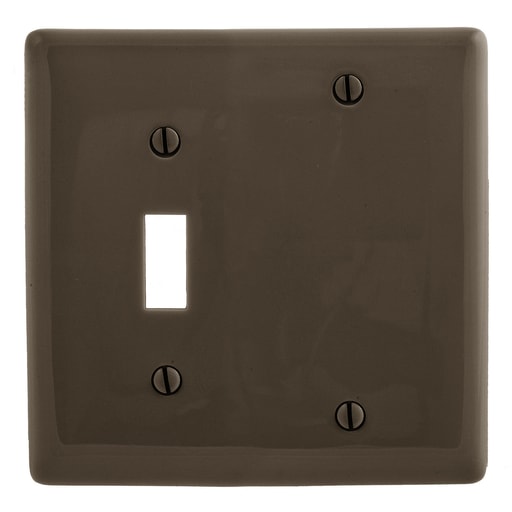 Hubbell Wiring Device - Hubbell NP113 2-Gang Brown Nylon Standard 1-Toggle Switch 1-Blank Combination Wallplate