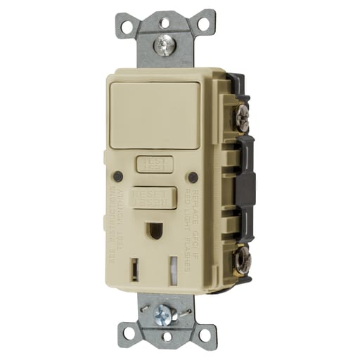 Hubbell Wiring Device - Hubbell GFSPST15I15A COM SELF TEST COMB SWITCH, TR GFR IV