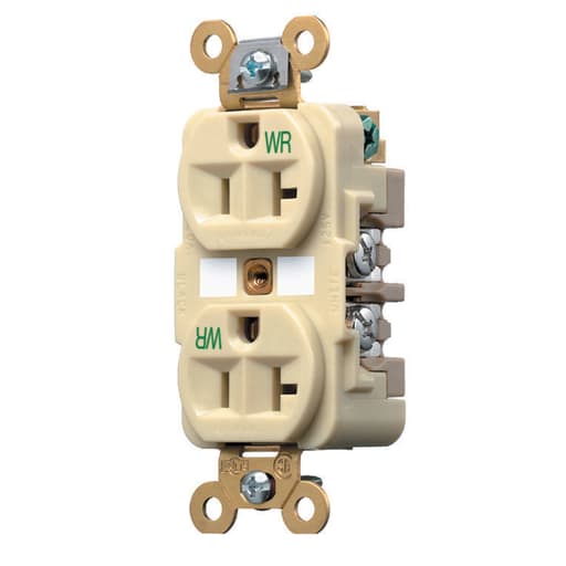 Hubbell Wiring Device - Hubbell HBL5362IWR WR Receptacle, DUP, SB, HD SPEC, 20A 125V, IV